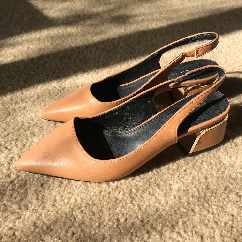 Camel color low heels